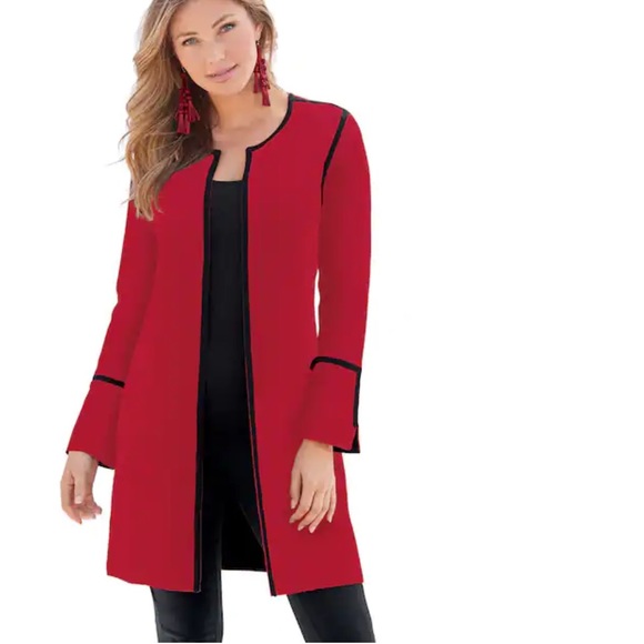 Monroe & Main Sweaters - Monroe & Main Madison Reversible long Cardigan red black XL